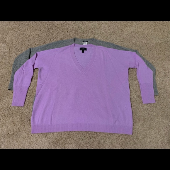 4 j.crew 100% cashmere v neck boyfriend sweaters - Picture 4 of 8